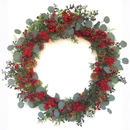 Guirlanda Decorativa Natal Barries e Eucalipto Vermelha / Verde 70cm