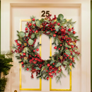 Guirlanda Decorativa Natal Barries e Folhagens Vermelha / Verde 68cm