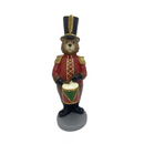 Adorno Urso Tambor Decorativo Natal Resina Vermelho / Marrom 31x10cm