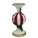 Castiçal Doce Natal Resina Branco e Vermelho