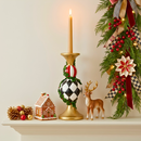 Castiçal Doce Natal Resina Branco Vermelho e Preto