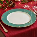 Sousplat Cerâmica Christmas Balls Verde Filete de Ouro 33cm Scalla Natal