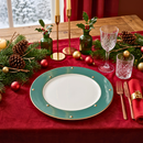 Sousplat Cerâmica Christmas Balls Verde Filete de Ouro 33cm Scalla Natal