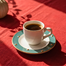 Jogo 6 Xícaras de Café com Pires Christmas Balls Verde Filete de Ouro 100ml Scalla Natal