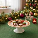 Porta Petit Four com Pé Cerâmica Noite de Brinquedos Scalla Natal