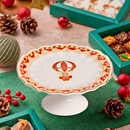 Porta Petit Four com Pé Cerâmica Noite de Brinquedos Scalla Natal
