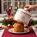Porta Panetone com Tampa Cerâmica Noite de Brinquedos Scalla Natal