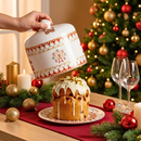 Porta Panetone com Tampa Cerâmica Noite de Brinquedos Scalla Natal