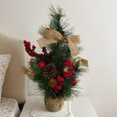 Árvore de Natal Decorativa Pinha Berries e Laço Rústico 49cm Tuut