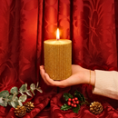 Vela Decorativa Natal Parafina Canelada Dourada Pequena