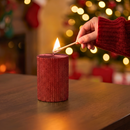 Vela Decorativa Natal Parafina Canelada Vermelha Pequena