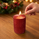 Vela Decorativa Natal Parafina Canelada Vermelha Pequena