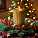 Vela Decorativa Natal Parafina Canelada Dourada Grande