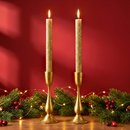 Conjunto 2 Velas Decorativas Natal Parafina Caneladas Douradas