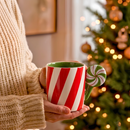 Caneca Lollipop Doces Natal Cerâmica Vermelha