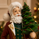 Papai Noel com Árvore Natal Resina Vermelho e Verde