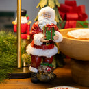Papai Noel com Presente Natal Resina Vermelho e Branco