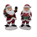 Jogo 2 Papais Noéis Natal Resina Branco e Vermelho