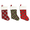 Conjunto 3 Botas Decorativas Natal Xadrez, Bordo, Verde e Vermelho