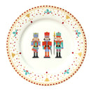 Conjunto 6 Pratos Sobremesa Cerâmica Quebra Nozes Natal Azul e Vermelho 19cm